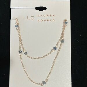 NWT Lauren Conrad gold with gray beads necklace.  16”